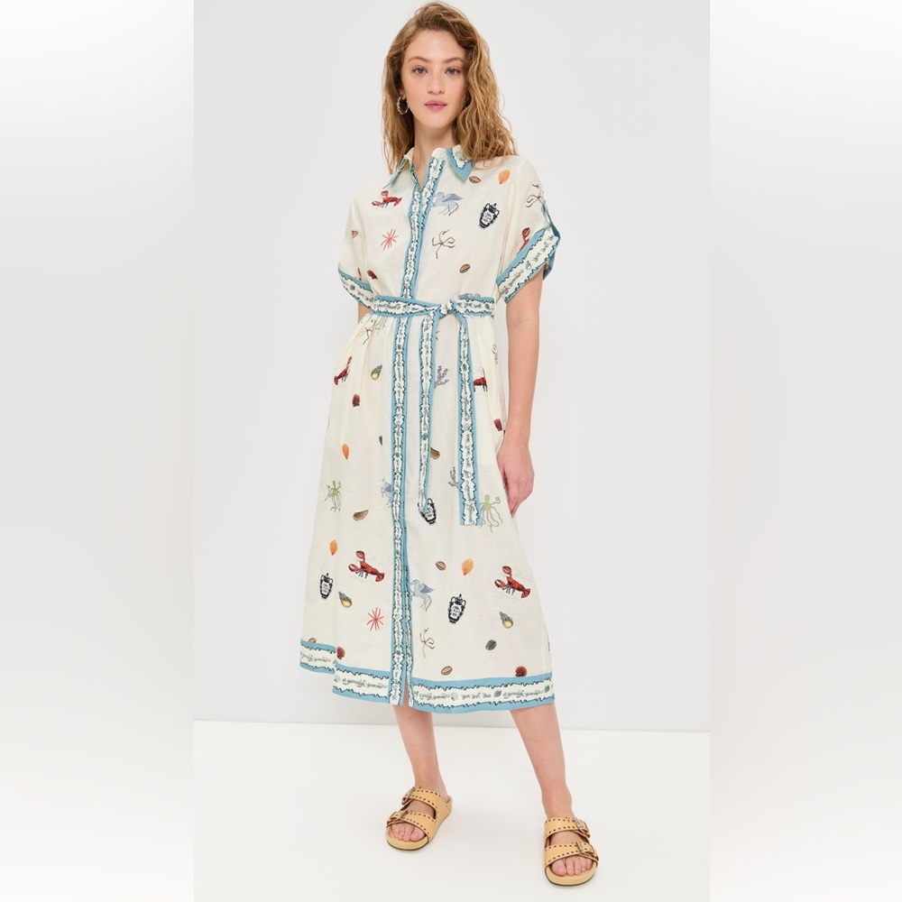 Alemais Sandy Embroidered Shirtdress with Tie
